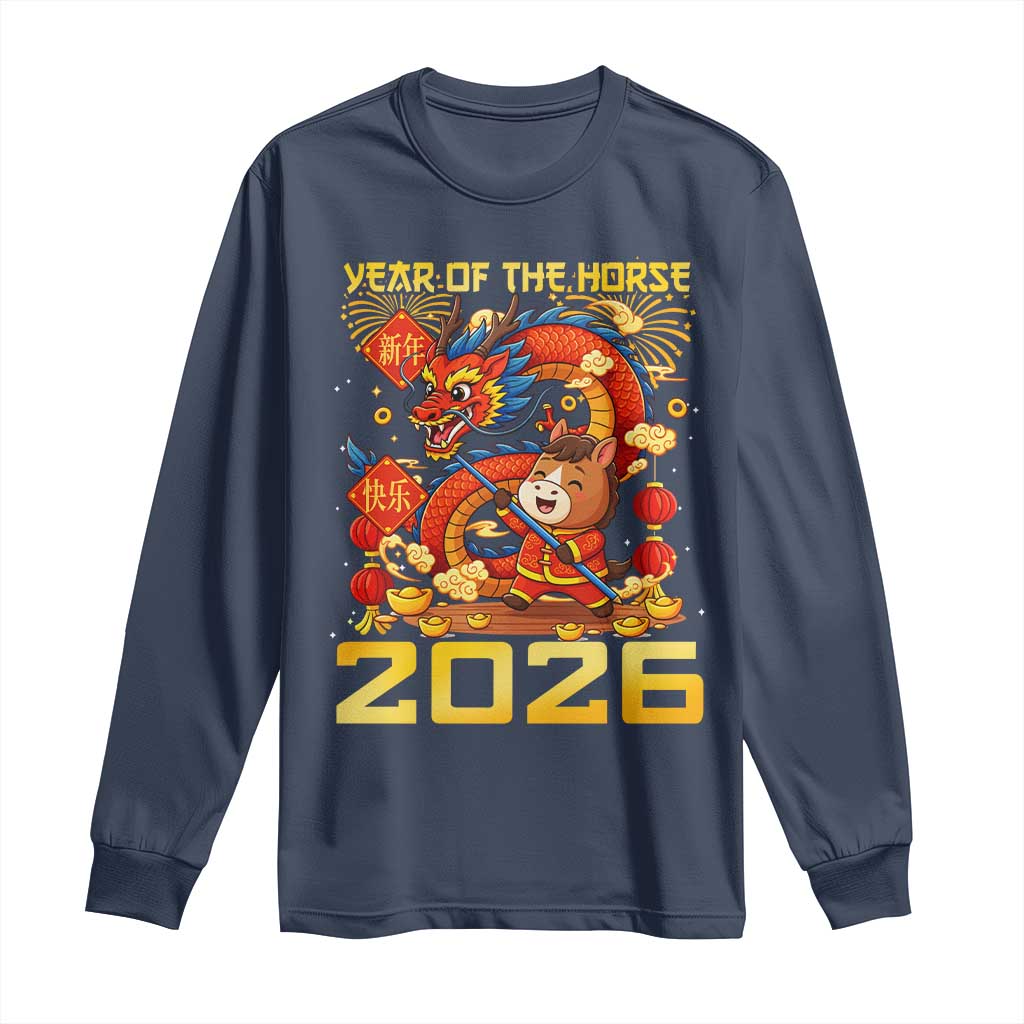Chinese New Year 2026 Long Sleeve Shirt LYE Year of The Horse - Wonder Print Shop