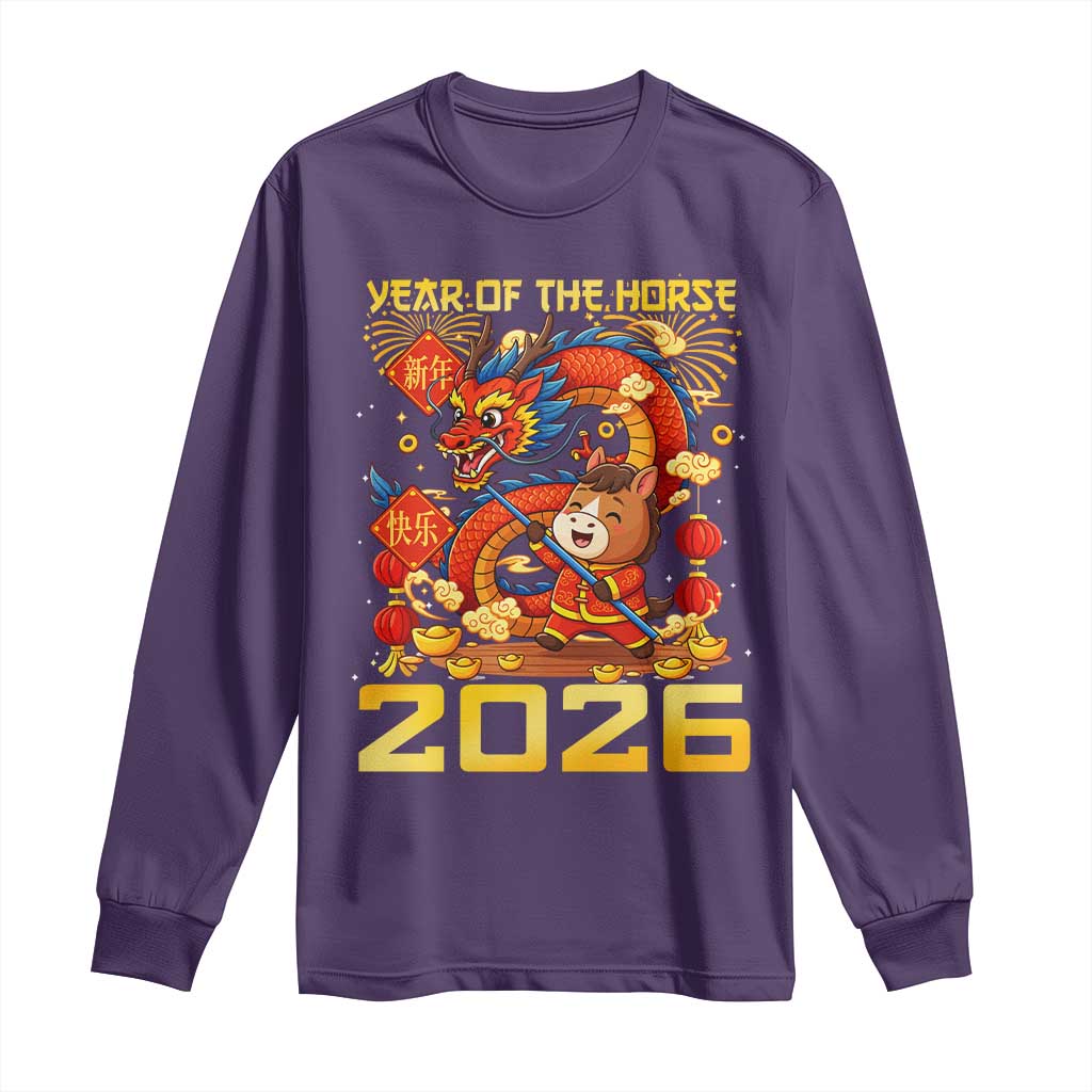 Chinese New Year 2026 Long Sleeve Shirt LYE Year of The Horse - Wonder Print Shop