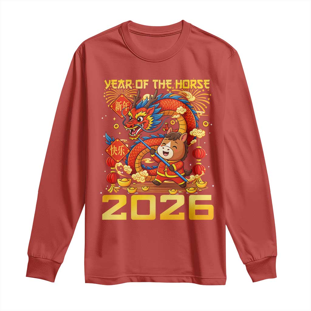 Chinese New Year 2026 Long Sleeve Shirt LYE Year of The Horse - Wonder Print Shop