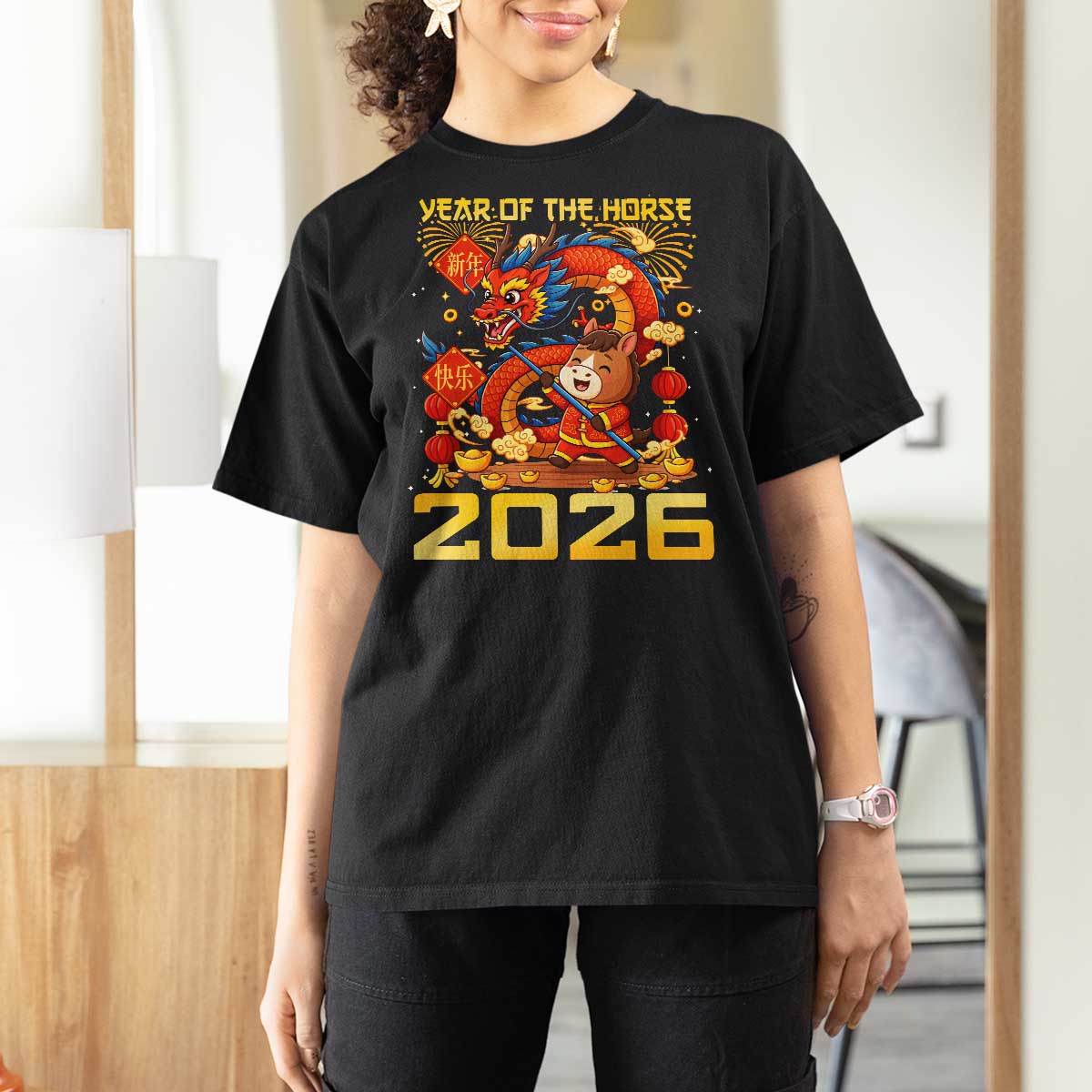 Chinese New Year 2026 T Shirt For Women LYE Year of The Horse - Wonder Print Shop