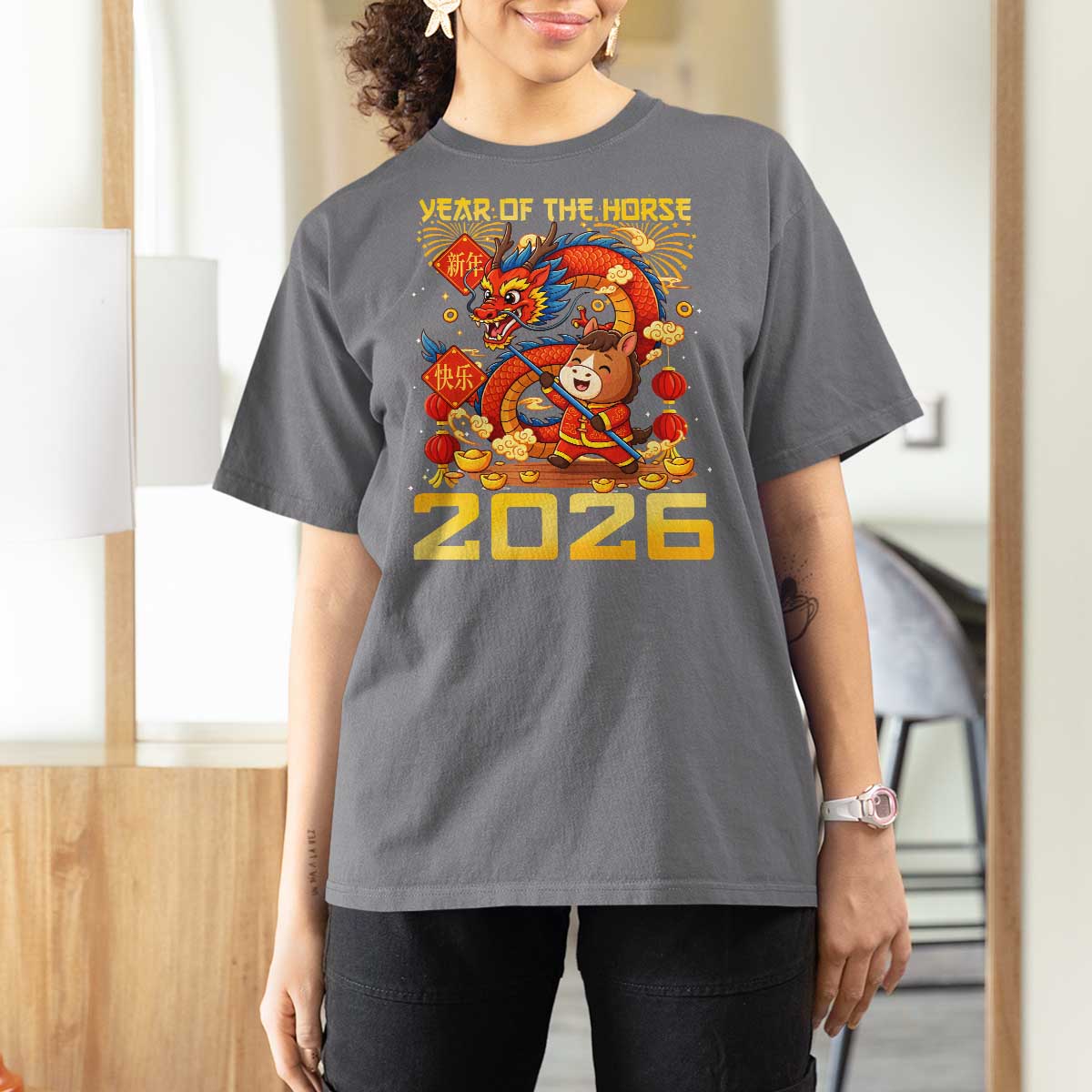 Chinese New Year 2026 T Shirt For Women LYE Year of The Horse - Wonder Print Shop