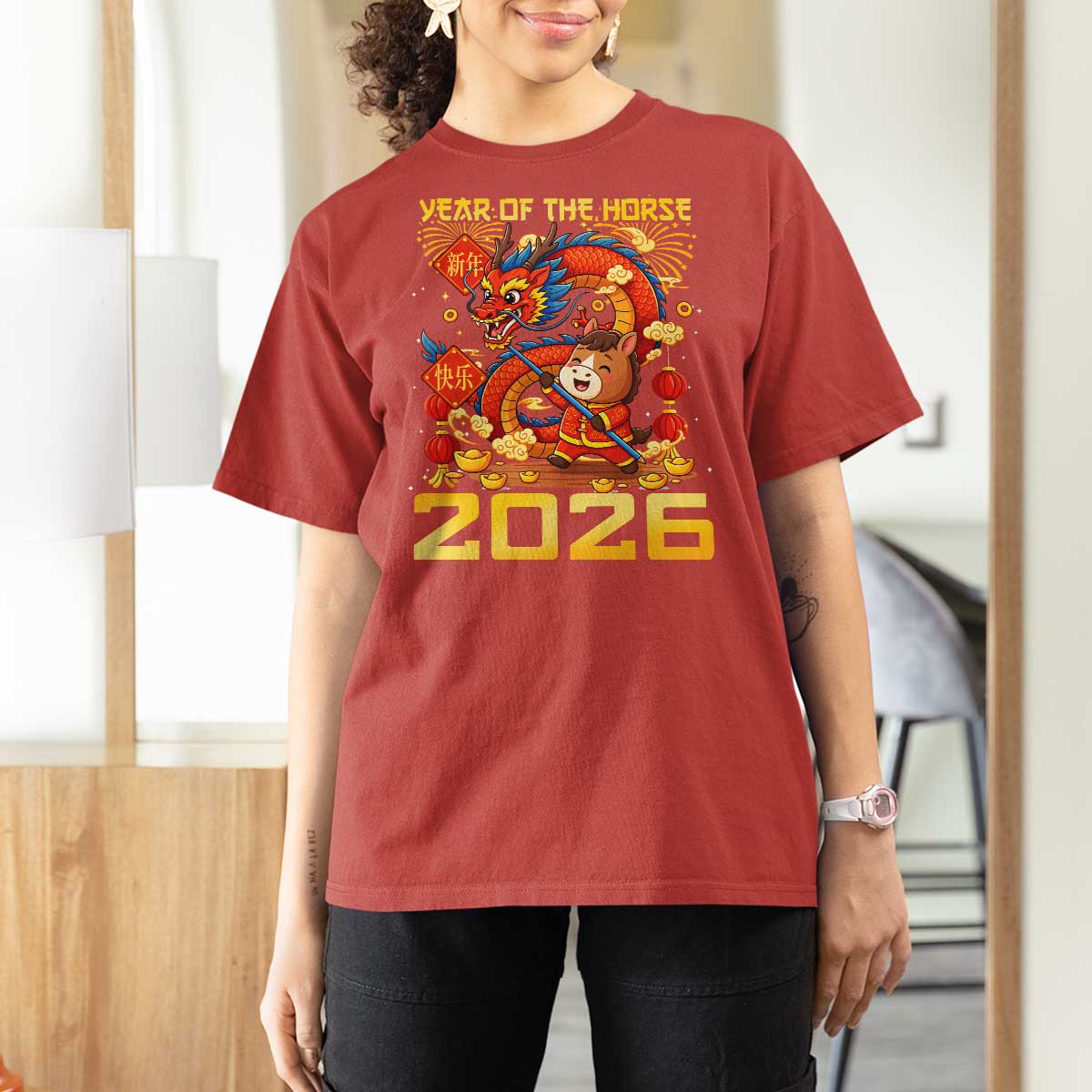 Chinese New Year 2026 T Shirt For Women LYE Year of The Horse - Wonder Print Shop
