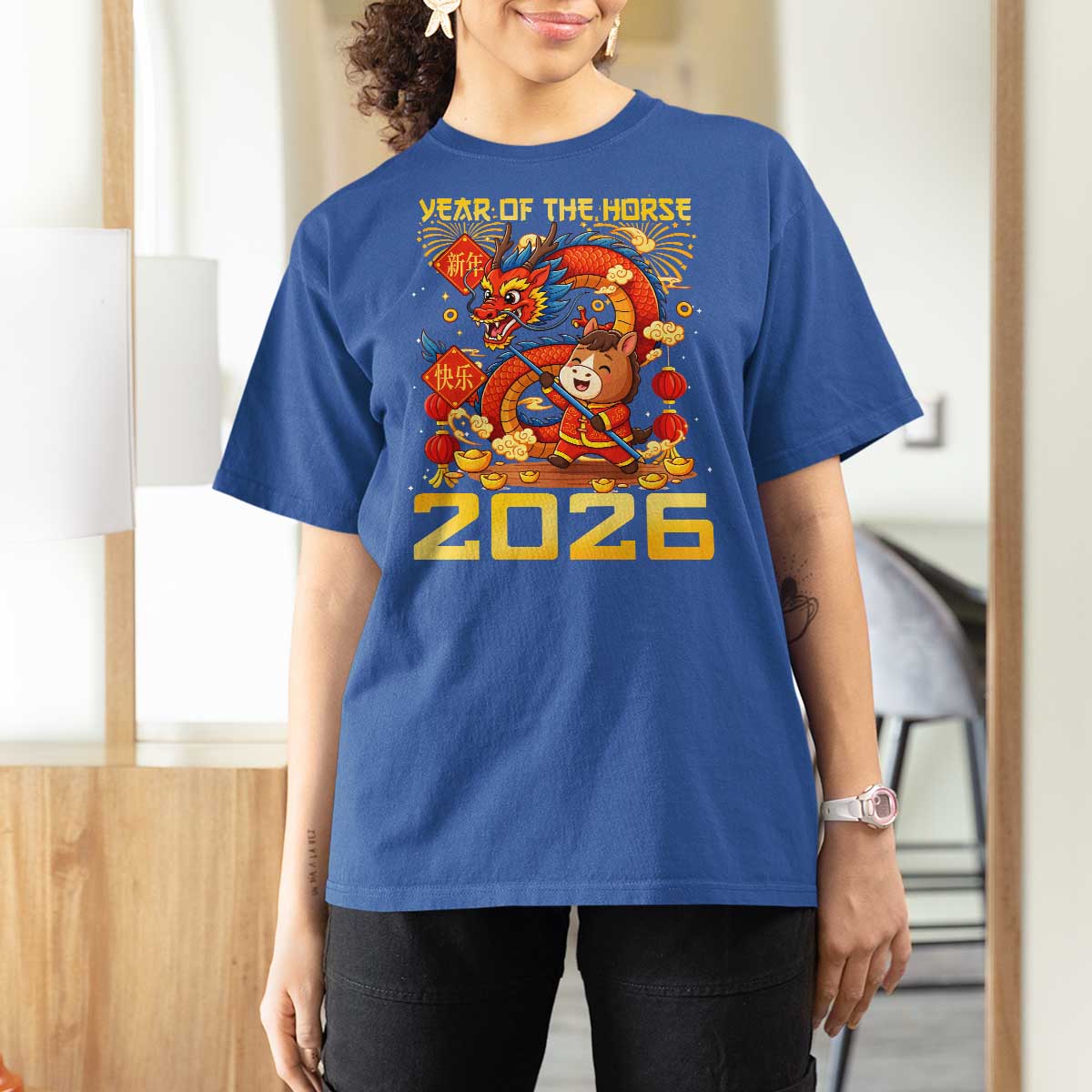 Chinese New Year 2026 T Shirt For Women LYE Year of The Horse - Wonder Print Shop