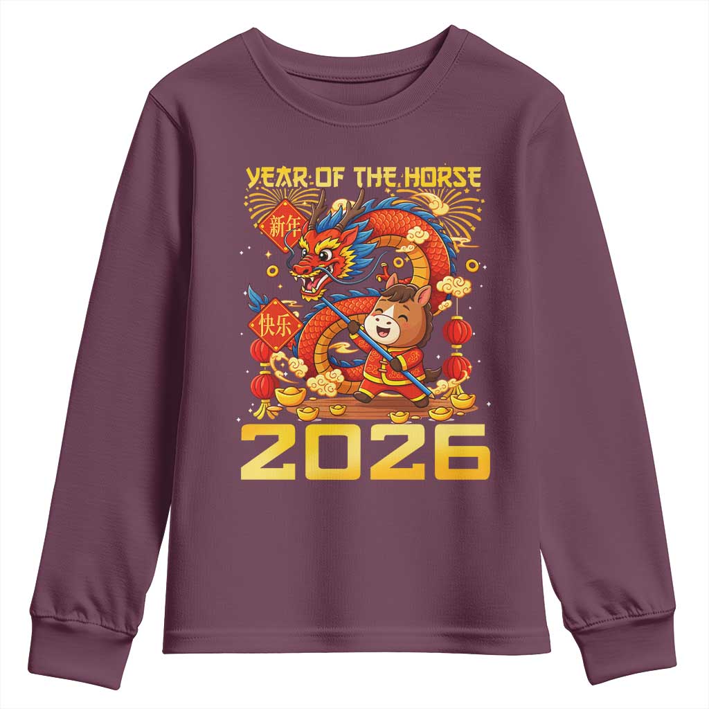 Chinese New Year 2026 Youth Sweatshirt LYE Year of The Horse - Wonder Print Shop