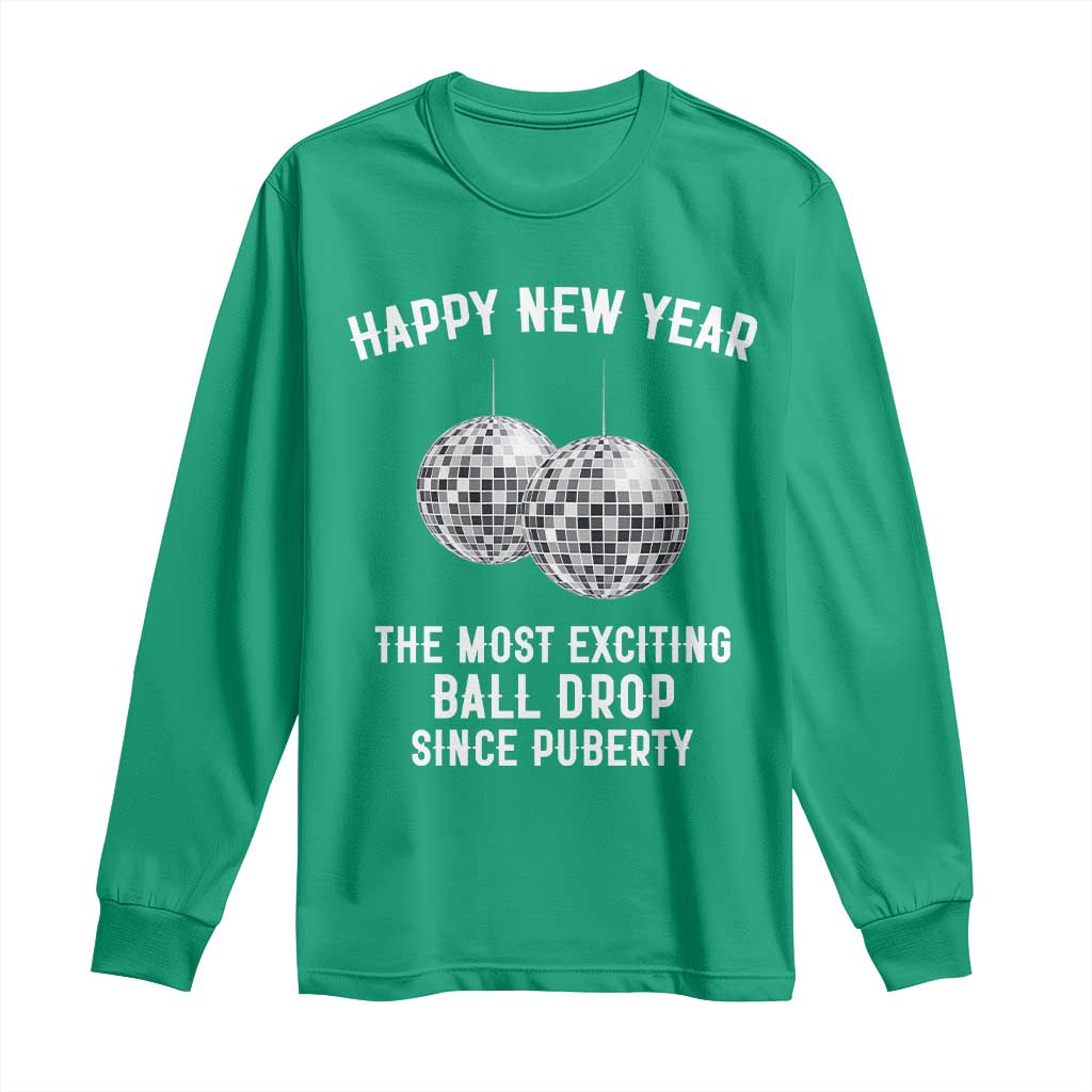 Funny New Years Eve Long Sleeve Shirt Ball Drop Rude Adult Humor - Wonder Print Shop