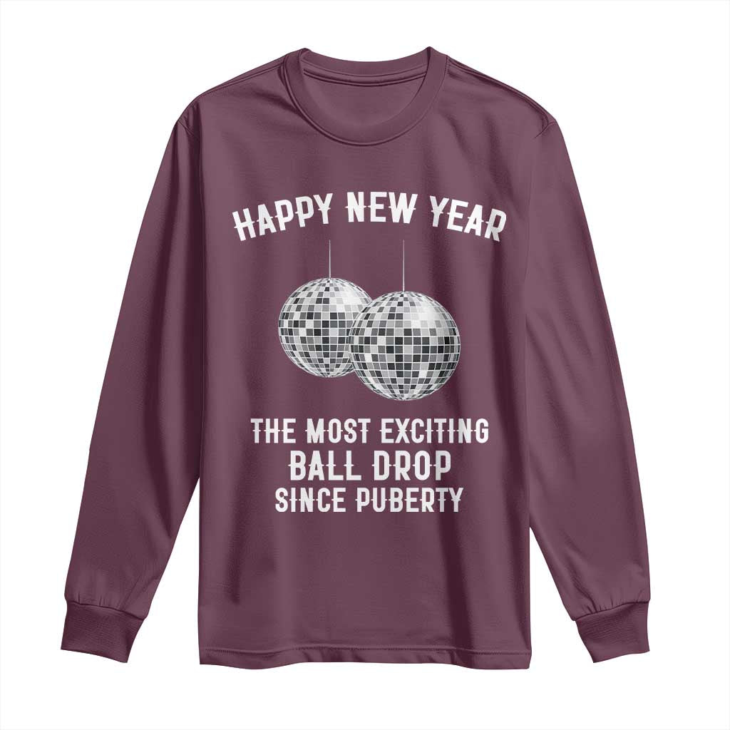 Funny New Years Eve Long Sleeve Shirt Ball Drop Rude Adult Humor - Wonder Print Shop