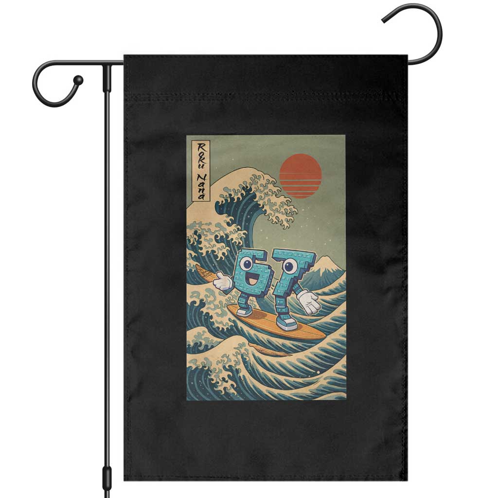 67 Surfing Japanese Garden Flag Funny Great Wave Off Kanagawa Six Seven Brainrot Meme - Wonder Print Shop