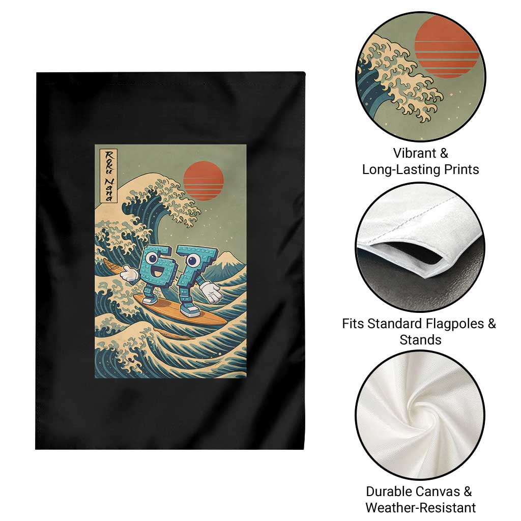 67 Surfing Japanese Garden Flag Funny Great Wave Off Kanagawa Six Seven Brainrot Meme - Wonder Print Shop