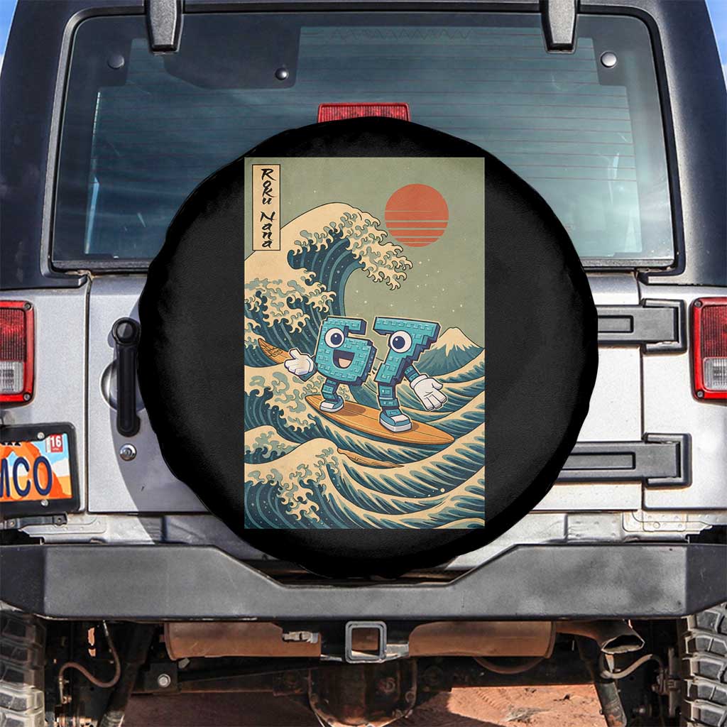 67 Surfing Japanese Spare Tire Cover Funny Great Wave Off Kanagawa Six Seven Brainrot Meme - Wonder Print Shop