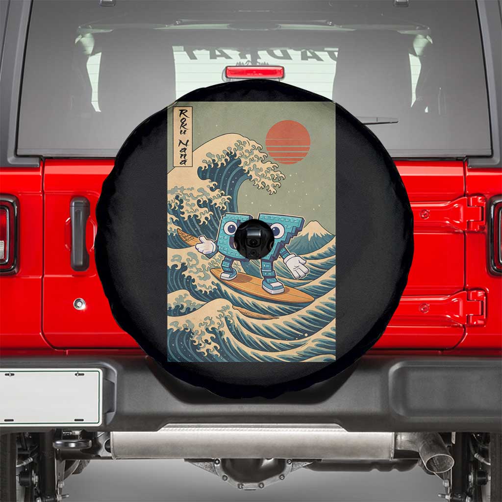 67 Surfing Japanese Spare Tire Cover Funny Great Wave Off Kanagawa Six Seven Brainrot Meme - Wonder Print Shop
