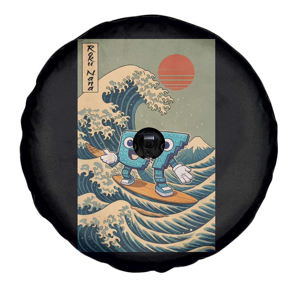 67 Surfing Japanese Spare Tire Cover Funny Great Wave Off Kanagawa Six Seven Brainrot Meme - Wonder Print Shop