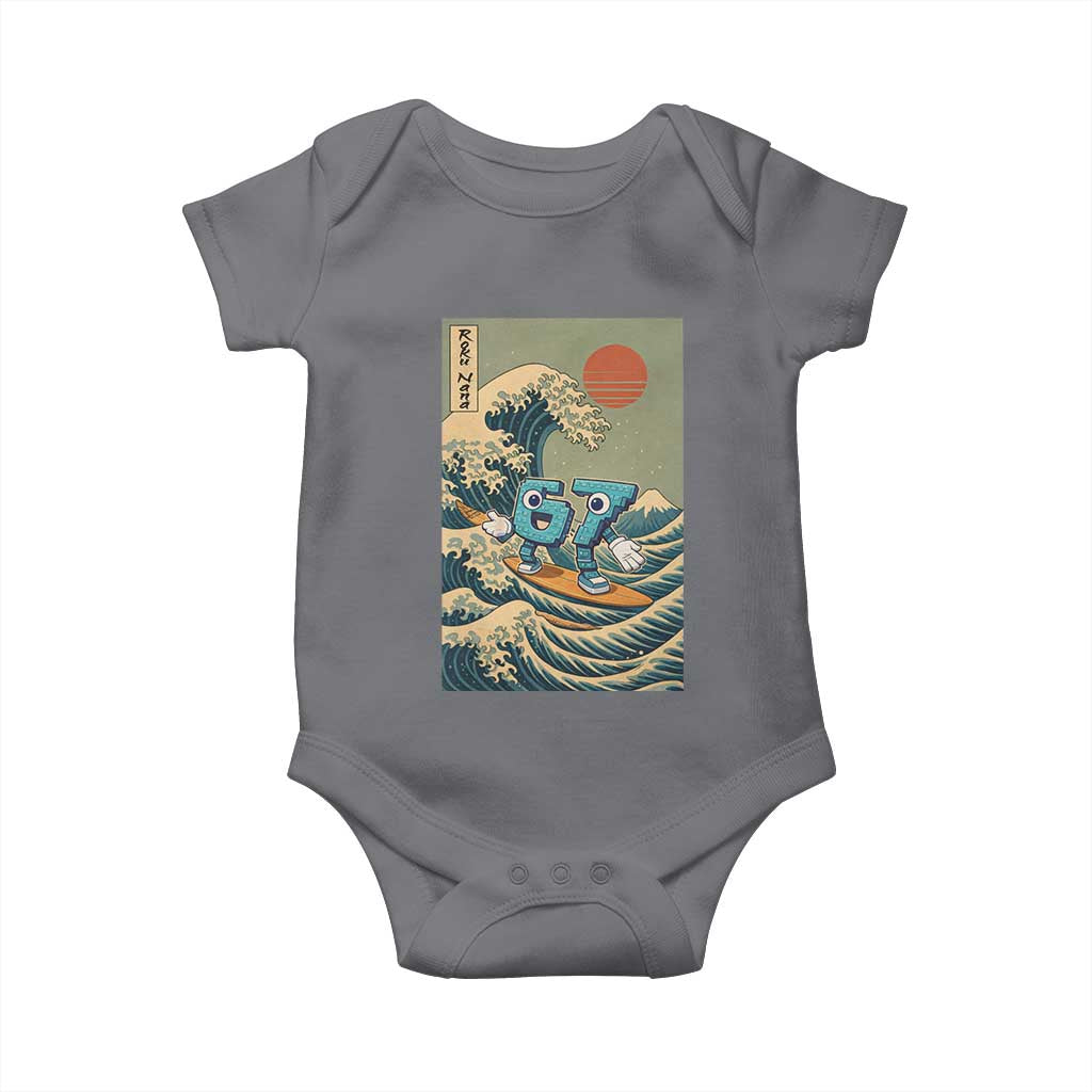 67 Surfing Japanese Baby Onesie Funny Great Wave Off Kanagawa Six Seven Brainrot Meme - Wonder Print Shop