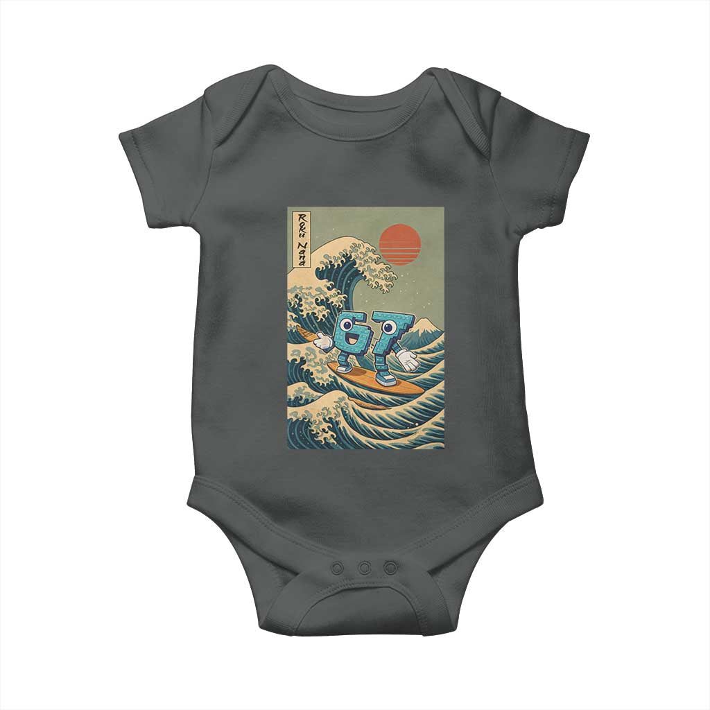 67 Surfing Japanese Baby Onesie Funny Great Wave Off Kanagawa Six Seven Brainrot Meme - Wonder Print Shop