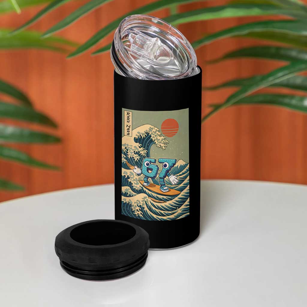 67 Surfing Japanese 4 in 1 Can Cooler Tumbler Funny Great Wave Off Kanagawa Six Seven Brainrot Meme - Wonder Print Shop