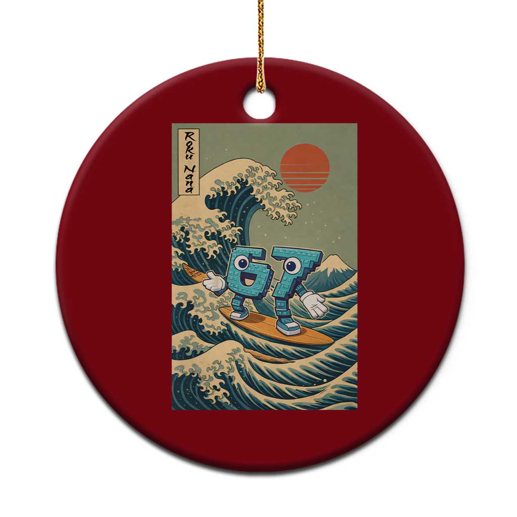 67 Surfing Japanese Ceramic Ornament Funny Great Wave Off Kanagawa Six Seven Brainrot Meme - Wonder Print Shop