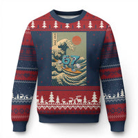 67 Surfing Japanese Ugly Christmas Sweater Funny Great Wave Off Kanagawa Six Seven Brainrot Meme - Wonder Print Shop