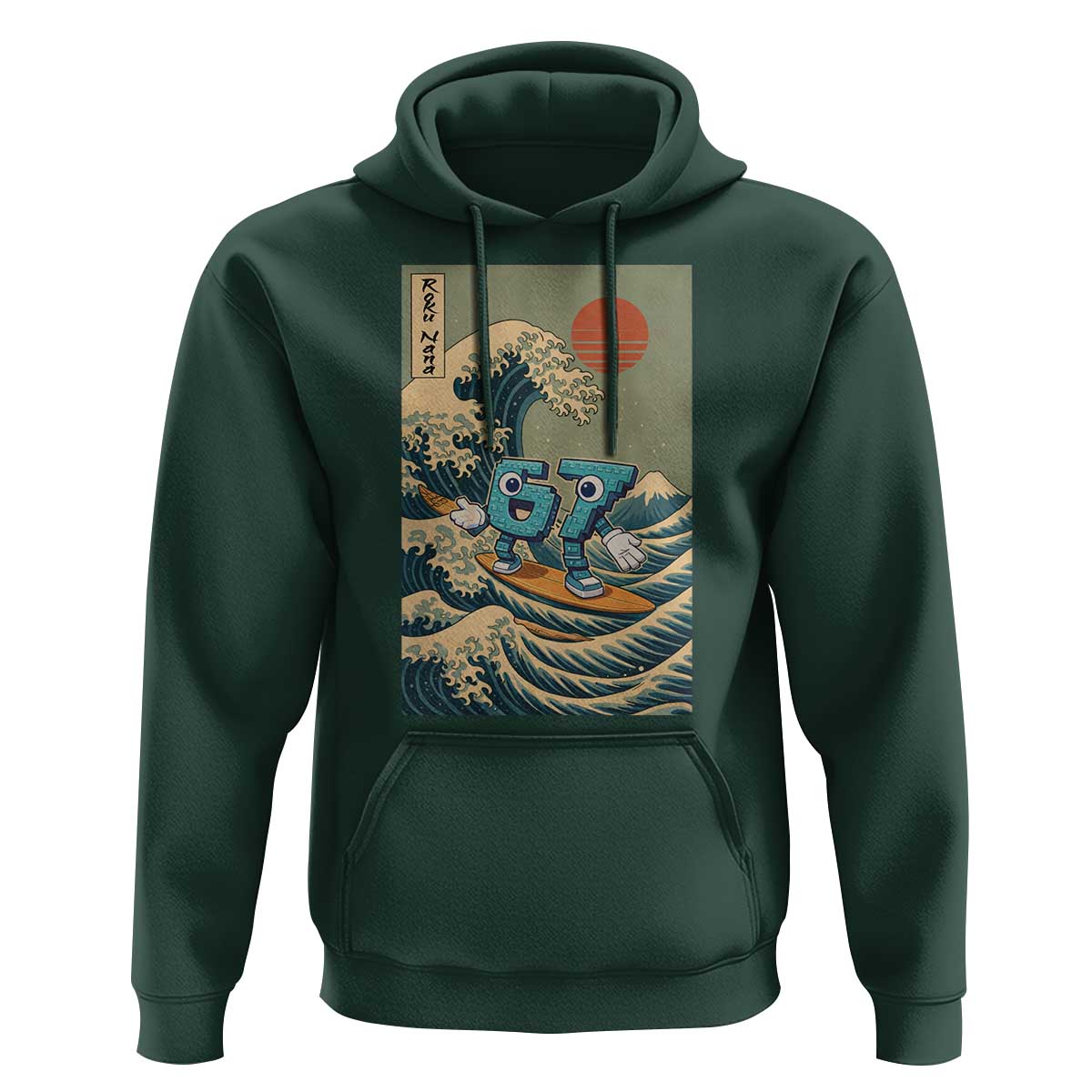 67 Surfing Japanese Hoodie Funny Great Wave Off Kanagawa Six Seven Brainrot Meme - Wonder Print Shop
