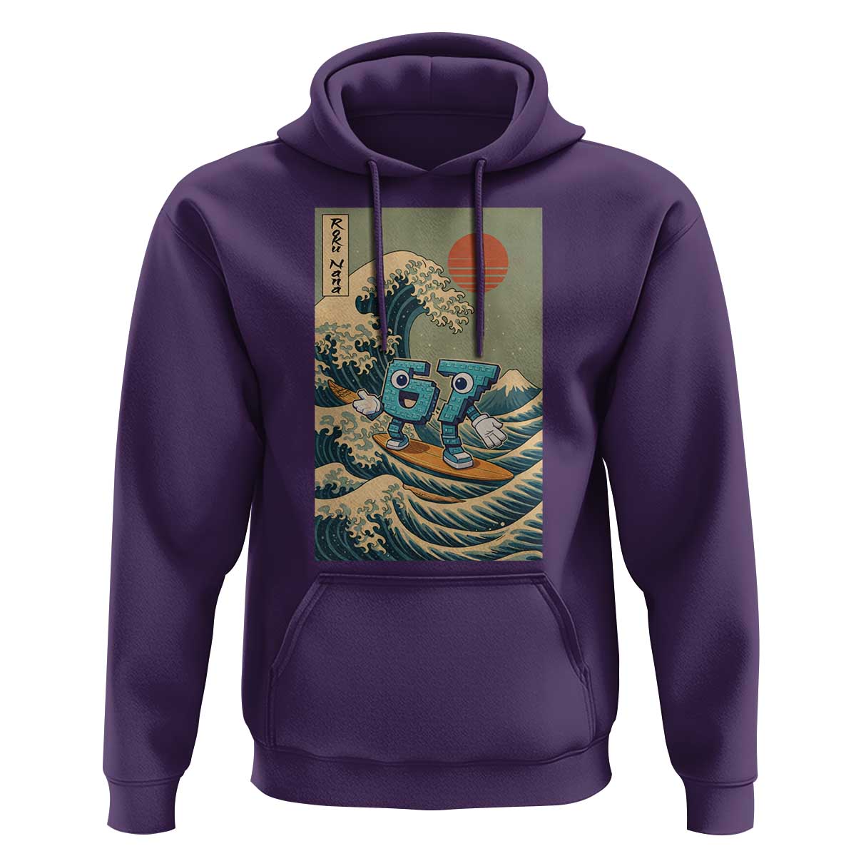 67 Surfing Japanese Hoodie Funny Great Wave Off Kanagawa Six Seven Brainrot Meme - Wonder Print Shop