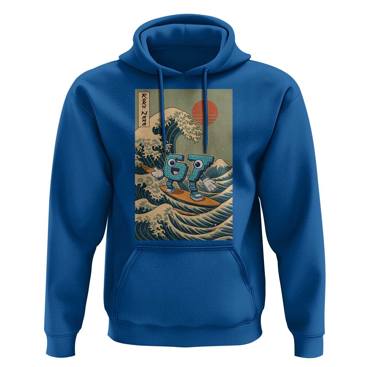 67 Surfing Japanese Hoodie Funny Great Wave Off Kanagawa Six Seven Brainrot Meme - Wonder Print Shop