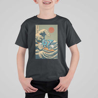 67 Surfing Japanese T Shirt For Kid Funny Great Wave Off Kanagawa Six Seven Brainrot Meme - Wonder Print Shop