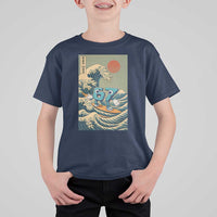 67 Surfing Japanese T Shirt For Kid Funny Great Wave Off Kanagawa Six Seven Brainrot Meme - Wonder Print Shop