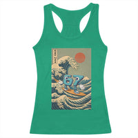 67 Surfing Japanese Racerback Tank Top Funny Great Wave Off Kanagawa Six Seven Brainrot Meme - Wonder Print Shop