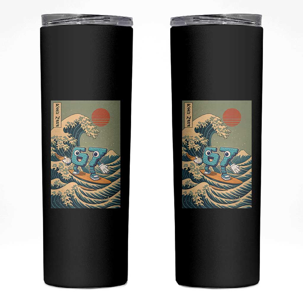 67 Surfing Japanese Skinny Tumbler Funny Great Wave Off Kanagawa Six Seven Brainrot Meme - Wonder Print Shop