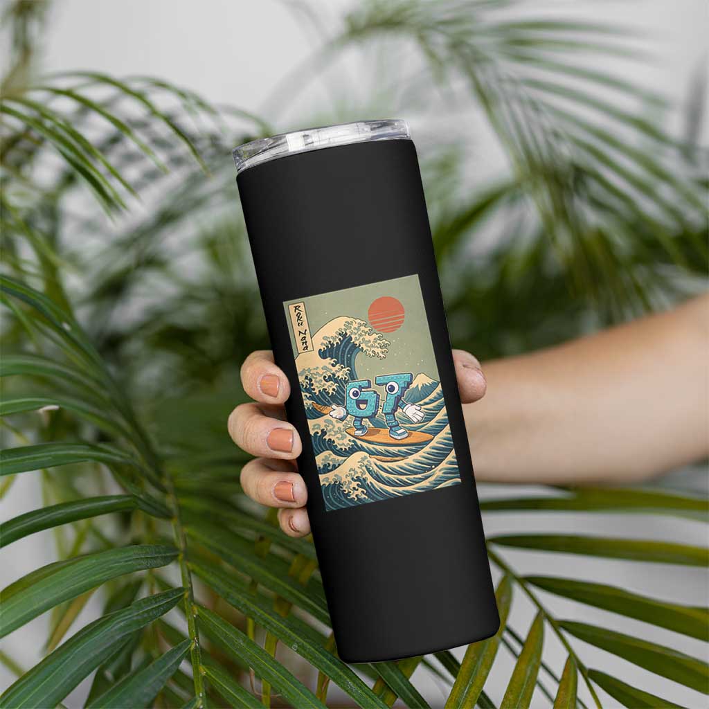 67 Surfing Japanese Skinny Tumbler Funny Great Wave Off Kanagawa Six Seven Brainrot Meme - Wonder Print Shop