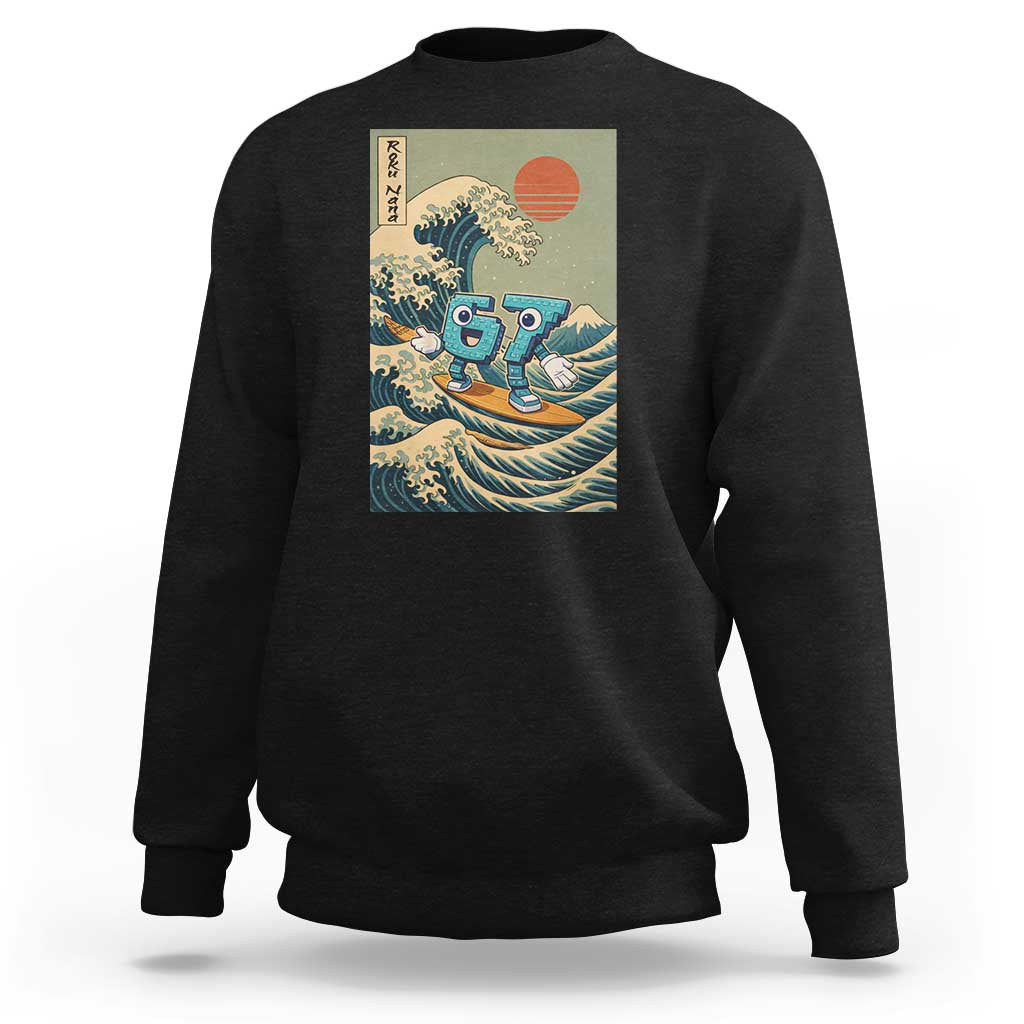 67 Surfing Japanese Sweatshirt Funny Great Wave Off Kanagawa Six Seven Brainrot Meme - Wonder Print Shop