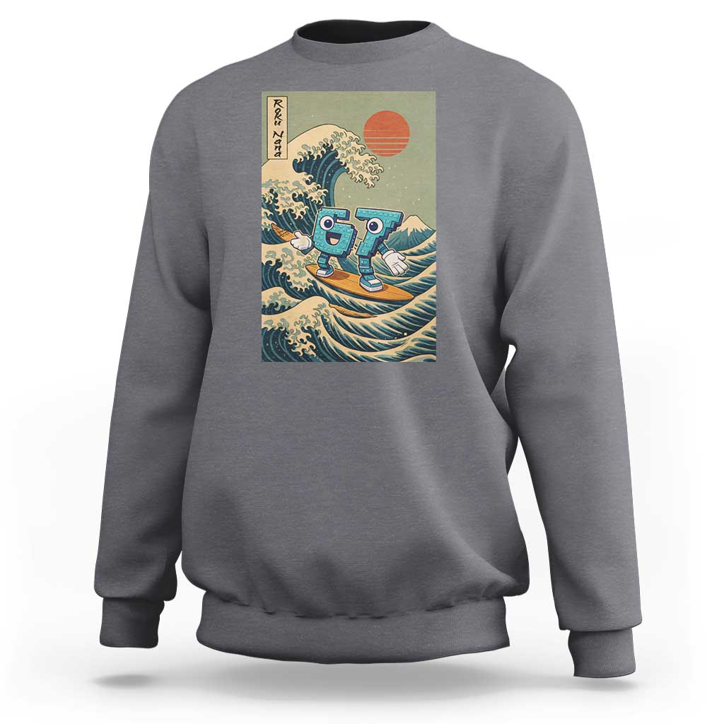 67 Surfing Japanese Sweatshirt Funny Great Wave Off Kanagawa Six Seven Brainrot Meme - Wonder Print Shop