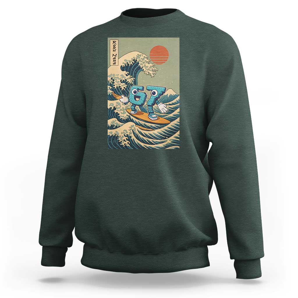 67 Surfing Japanese Sweatshirt Funny Great Wave Off Kanagawa Six Seven Brainrot Meme - Wonder Print Shop