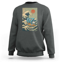 67 Surfing Japanese Sweatshirt Funny Great Wave Off Kanagawa Six Seven Brainrot Meme - Wonder Print Shop