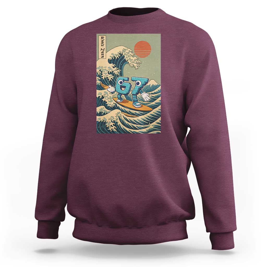 67 Surfing Japanese Sweatshirt Funny Great Wave Off Kanagawa Six Seven Brainrot Meme - Wonder Print Shop
