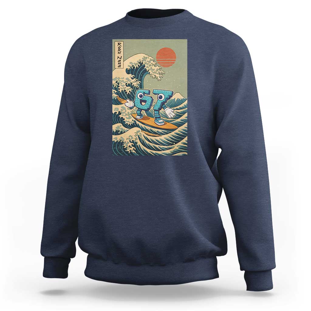 67 Surfing Japanese Sweatshirt Funny Great Wave Off Kanagawa Six Seven Brainrot Meme - Wonder Print Shop