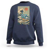 67 Surfing Japanese Sweatshirt Funny Great Wave Off Kanagawa Six Seven Brainrot Meme - Wonder Print Shop