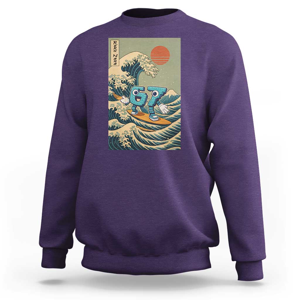 67 Surfing Japanese Sweatshirt Funny Great Wave Off Kanagawa Six Seven Brainrot Meme - Wonder Print Shop