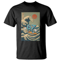 67 Surfing Japanese T Shirt Funny Great Wave Off Kanagawa Six Seven Brainrot Meme - Wonder Print Shop