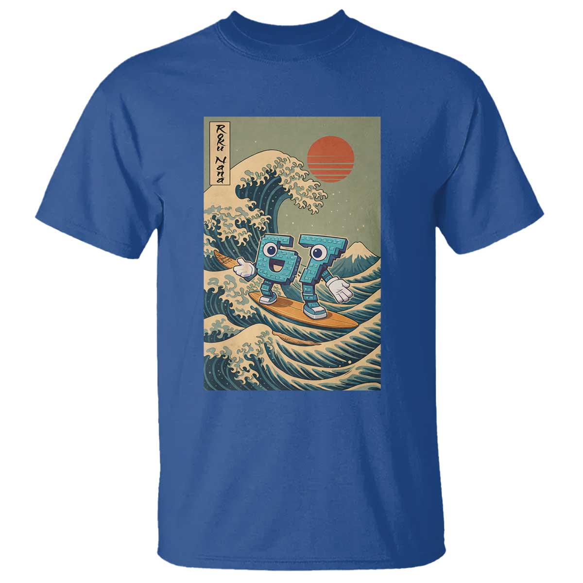 67 Surfing Japanese T Shirt Funny Great Wave Off Kanagawa Six Seven Brainrot Meme - Wonder Print Shop