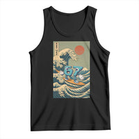 67 Surfing Japanese Tank Top Funny Great Wave Off Kanagawa Six Seven Brainrot Meme - Wonder Print Shop