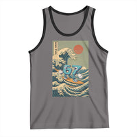 67 Surfing Japanese Tank Top Funny Great Wave Off Kanagawa Six Seven Brainrot Meme - Wonder Print Shop