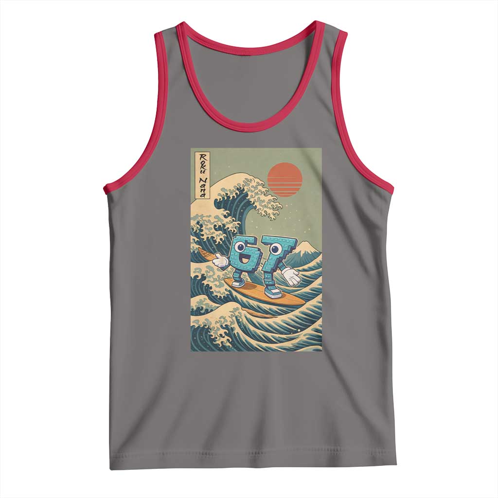 67 Surfing Japanese Tank Top Funny Great Wave Off Kanagawa Six Seven Brainrot Meme - Wonder Print Shop