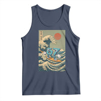 67 Surfing Japanese Tank Top Funny Great Wave Off Kanagawa Six Seven Brainrot Meme - Wonder Print Shop