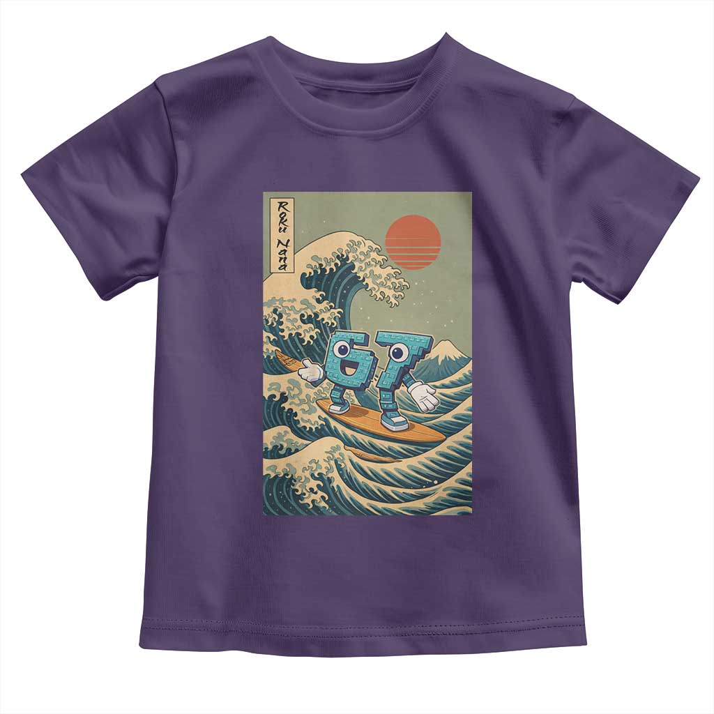 67 Surfing Japanese Toddler T Shirt Funny Great Wave Off Kanagawa Six Seven Brainrot Meme - Wonder Print Shop
