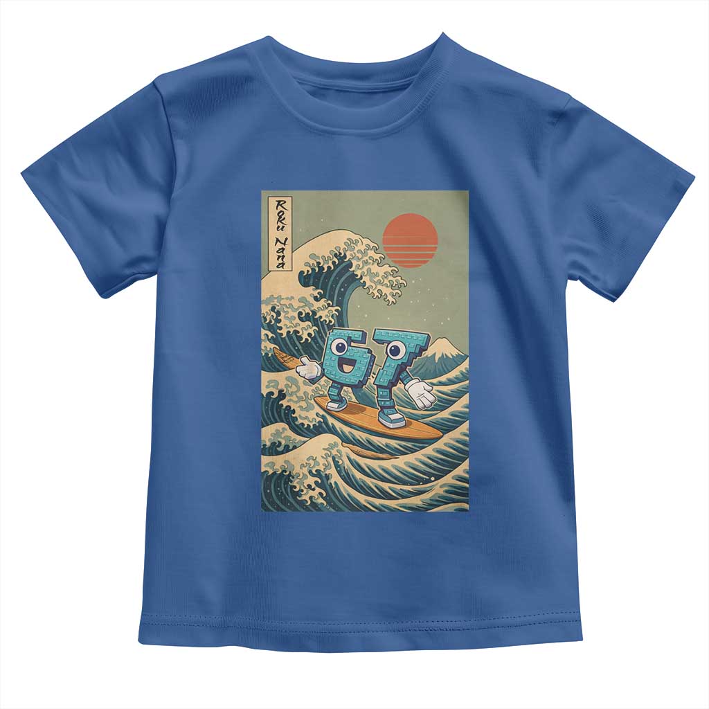 67 Surfing Japanese Toddler T Shirt Funny Great Wave Off Kanagawa Six Seven Brainrot Meme - Wonder Print Shop