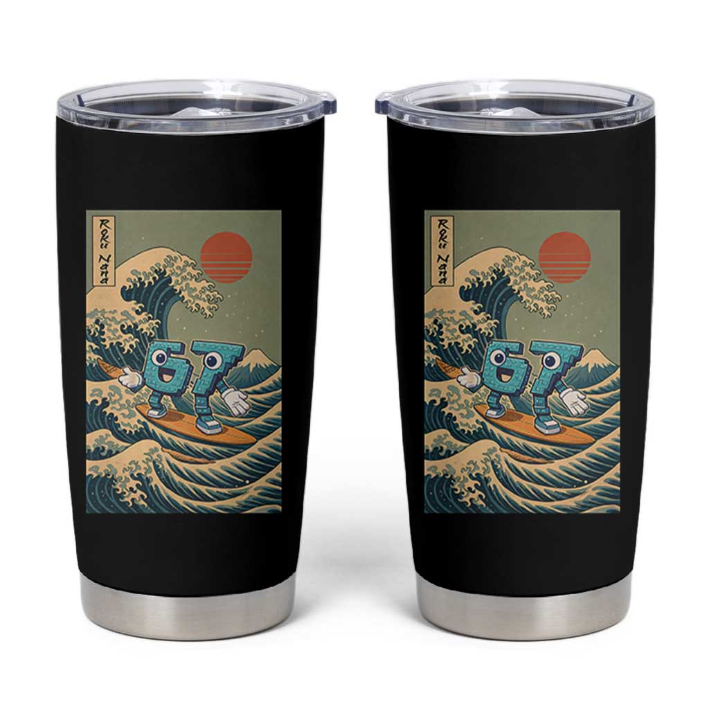 67 Surfing Japanese Tumbler Cup Funny Great Wave Off Kanagawa Six Seven Brainrot Meme - Wonder Print Shop