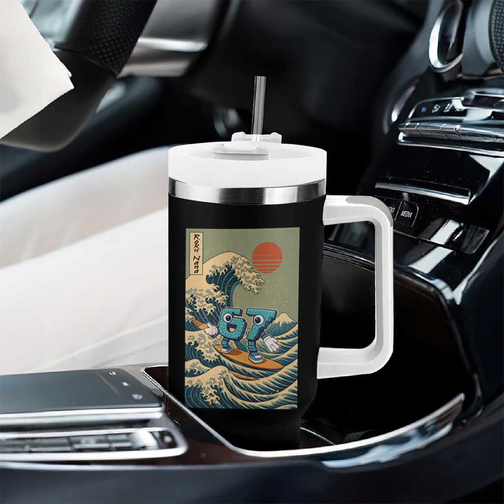 67 Surfing Japanese Tumbler With Handle Funny Great Wave Off Kanagawa Six Seven Brainrot Meme - Wonder Print Shop