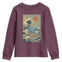67 Surfing Japanese Youth Sweatshirt Funny Great Wave Off Kanagawa Six Seven Brainrot Meme - Wonder Print Shop