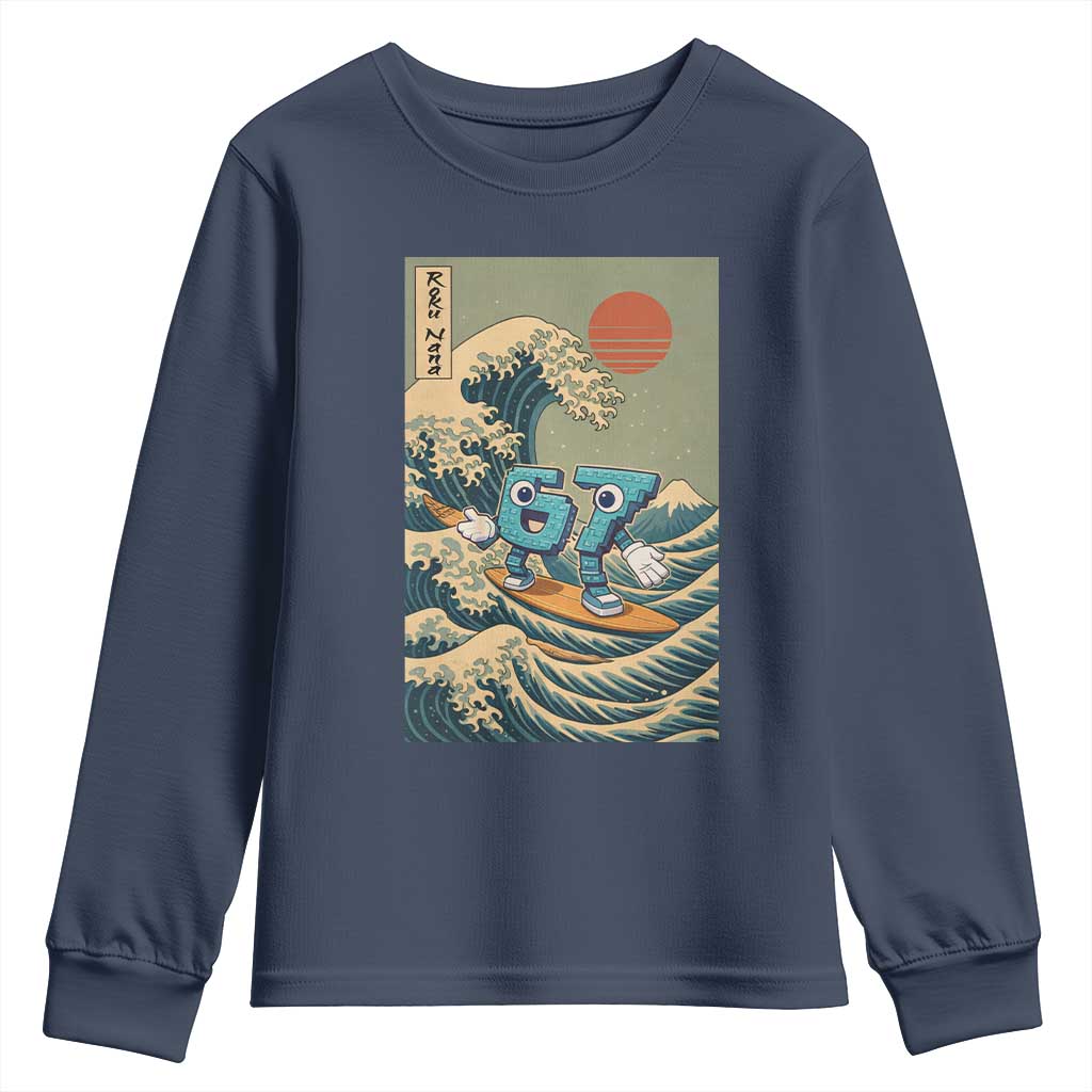 67 Surfing Japanese Youth Sweatshirt Funny Great Wave Off Kanagawa Six Seven Brainrot Meme - Wonder Print Shop