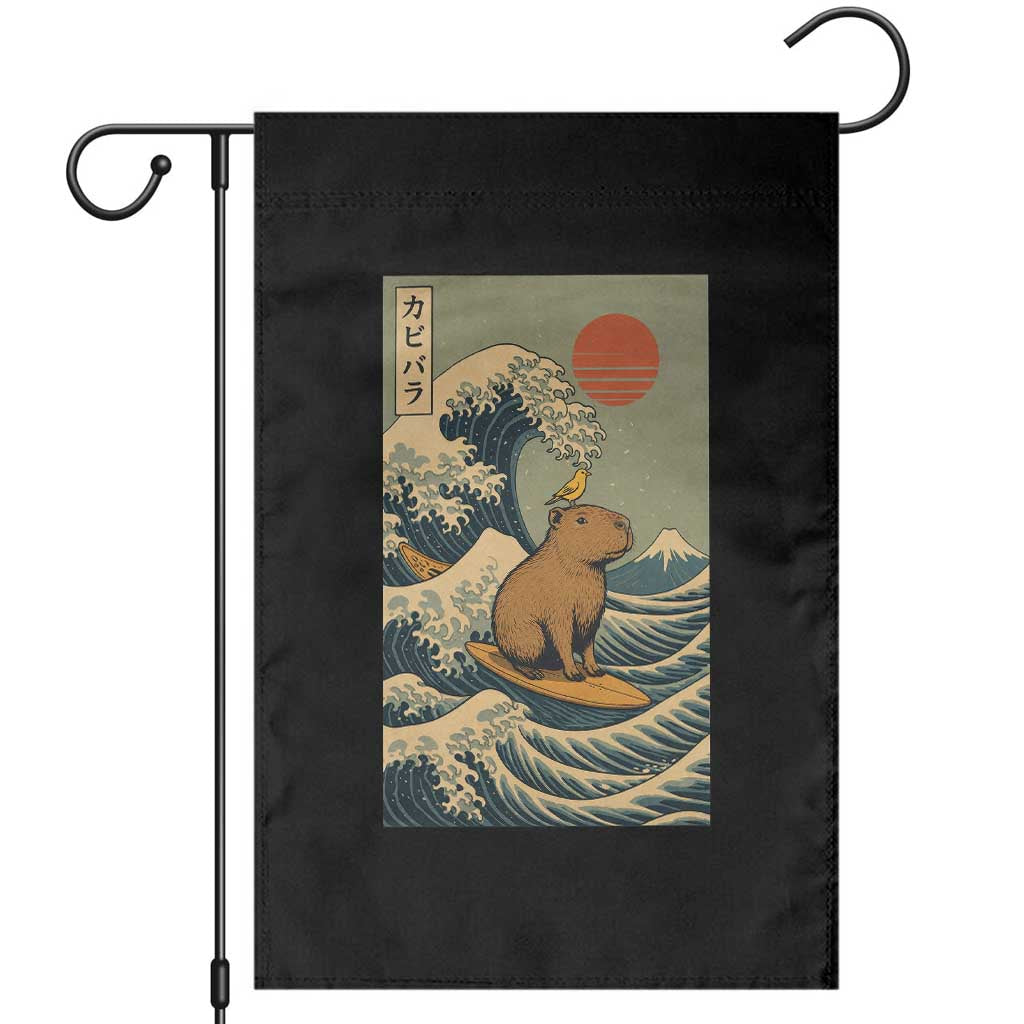 Capybara Surfing Japanese Garden Flag Vintage Great Wave Off Kanagawa Anime Kawaii - Wonder Print Shop
