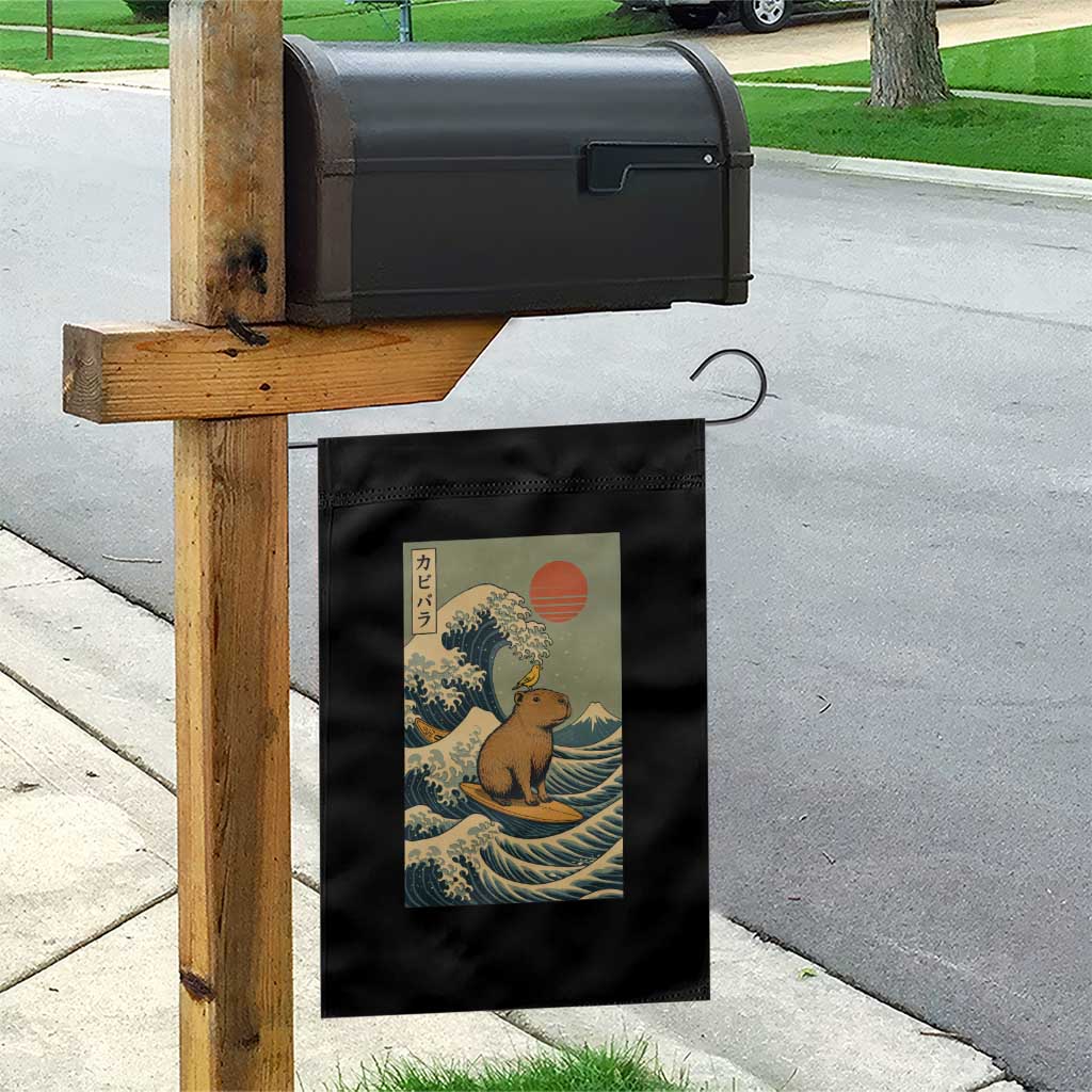 Capybara Surfing Japanese Garden Flag Vintage Great Wave Off Kanagawa Anime Kawaii - Wonder Print Shop